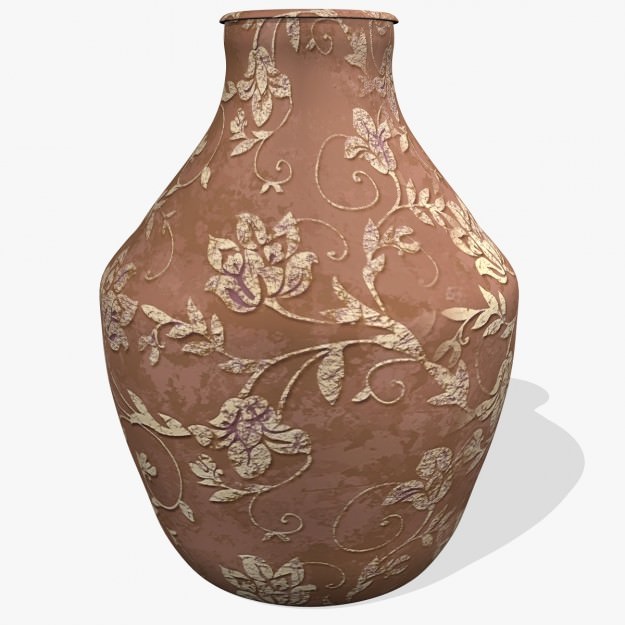 FlowerPot vase with floral pattern Low-poly 3D model_4