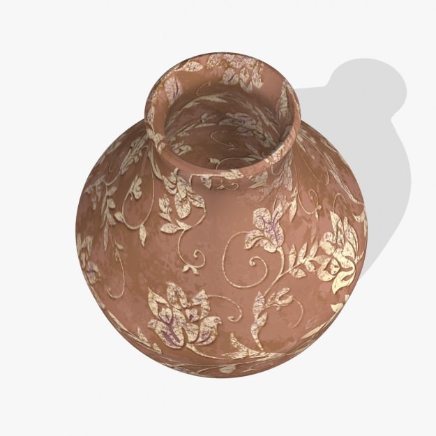 FlowerPot vase with floral pattern Low-poly 3D model_3