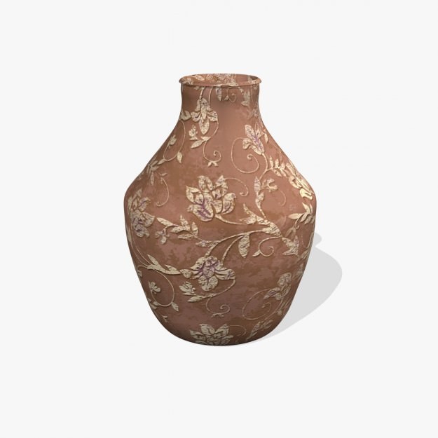 FlowerPot vase with floral pattern Low-poly 3D model_1