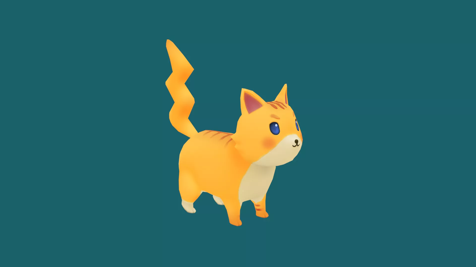 Stylized Lightning Cat 3D Model Game Ready Low Poly Asset Low-poly 3D model