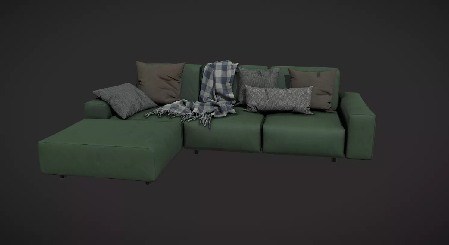 Modern Green Sectional Sofa 3D Model Low-poly 3D model