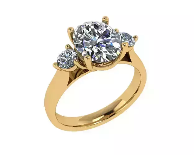 Ring gold engagement with three stones