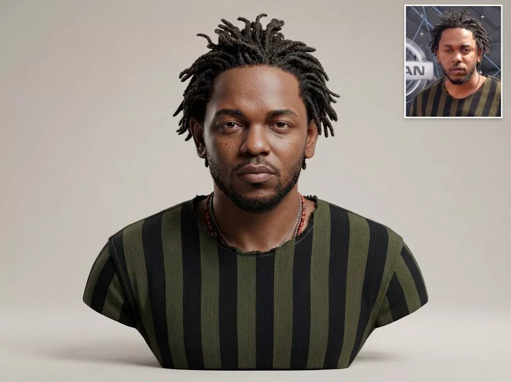 Kendrick Lamar 3D Printable bust 3D print model