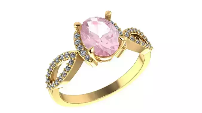 Ring oval topaz and diamond