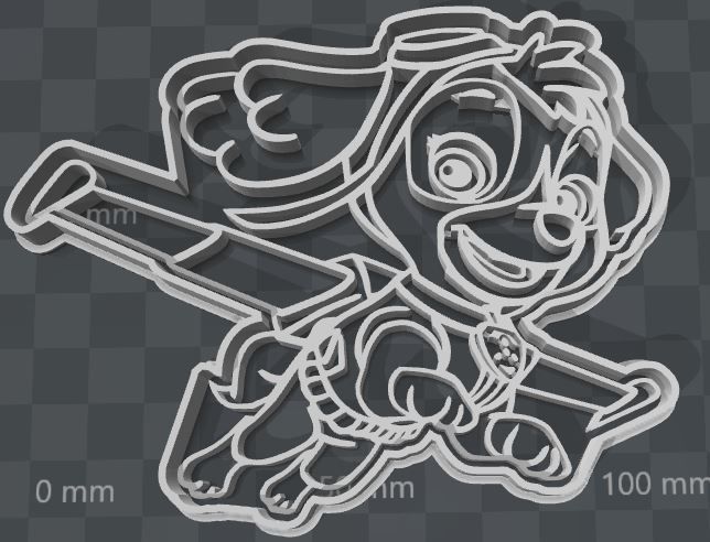 Paw Patrol SKYE full body Cookie Cutter with details 3D print model_3