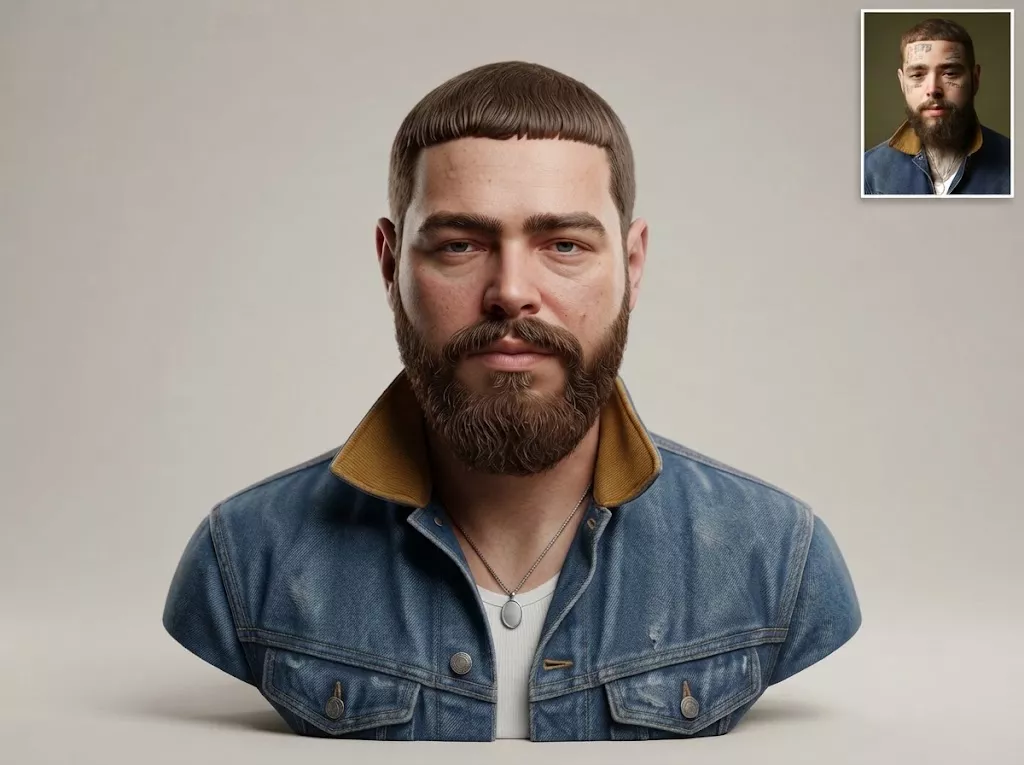 Post Malone 3D Printable bust 3D print model