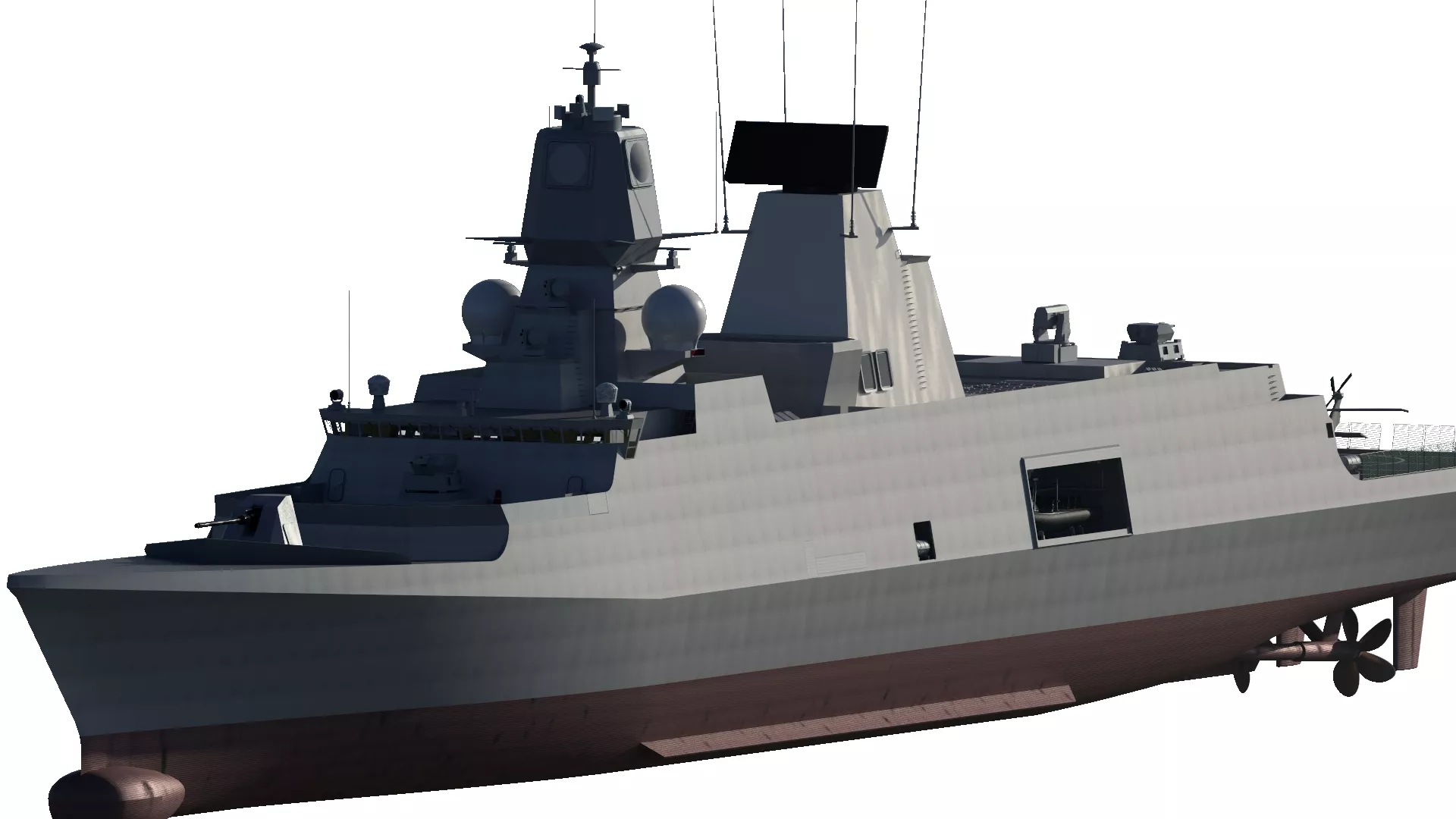 DENMARK NAVY DETAILED DESTROYER WITH INTERIOR 3D model
