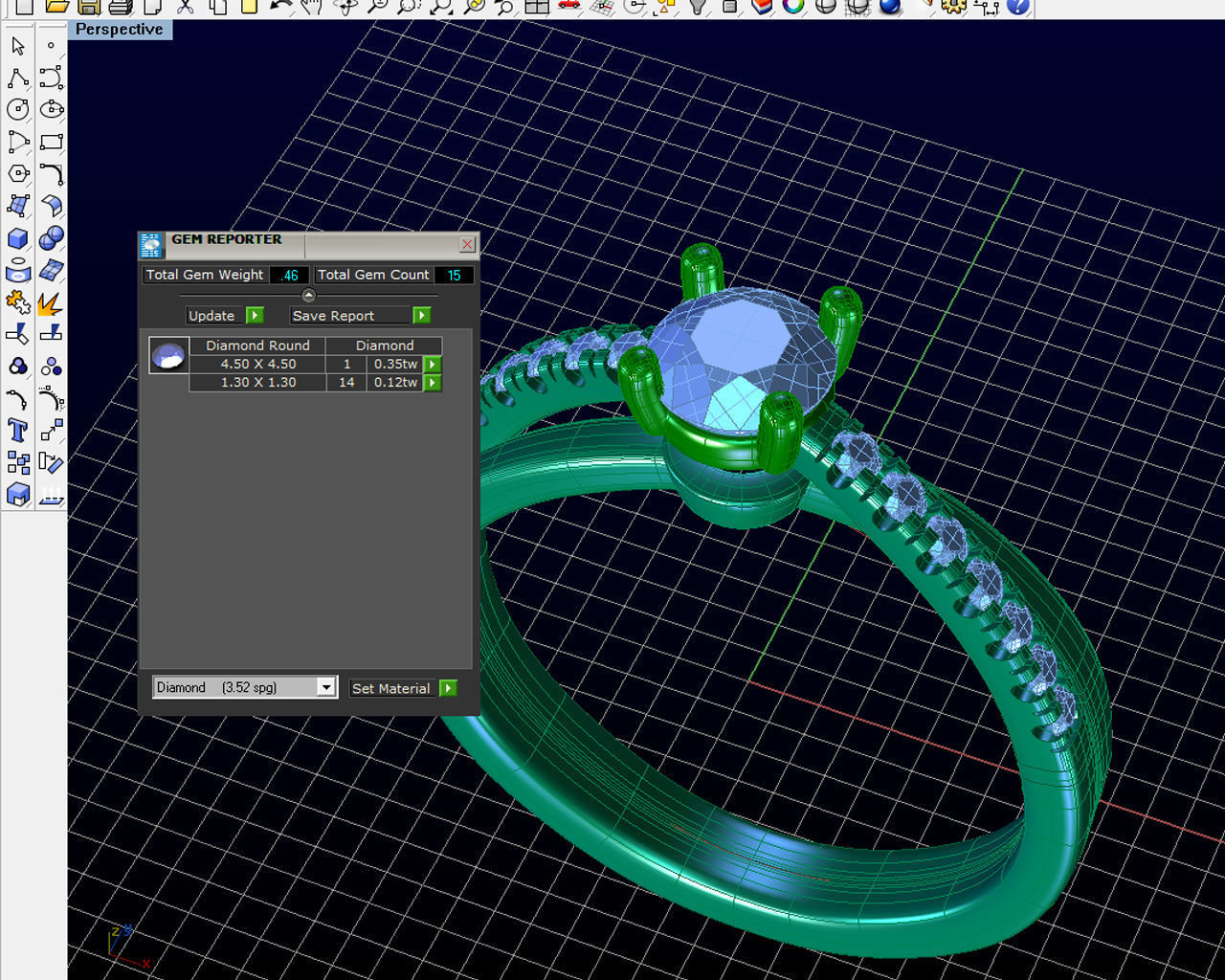 ZLR0130 diamond engagement ring gold 3D print model_4