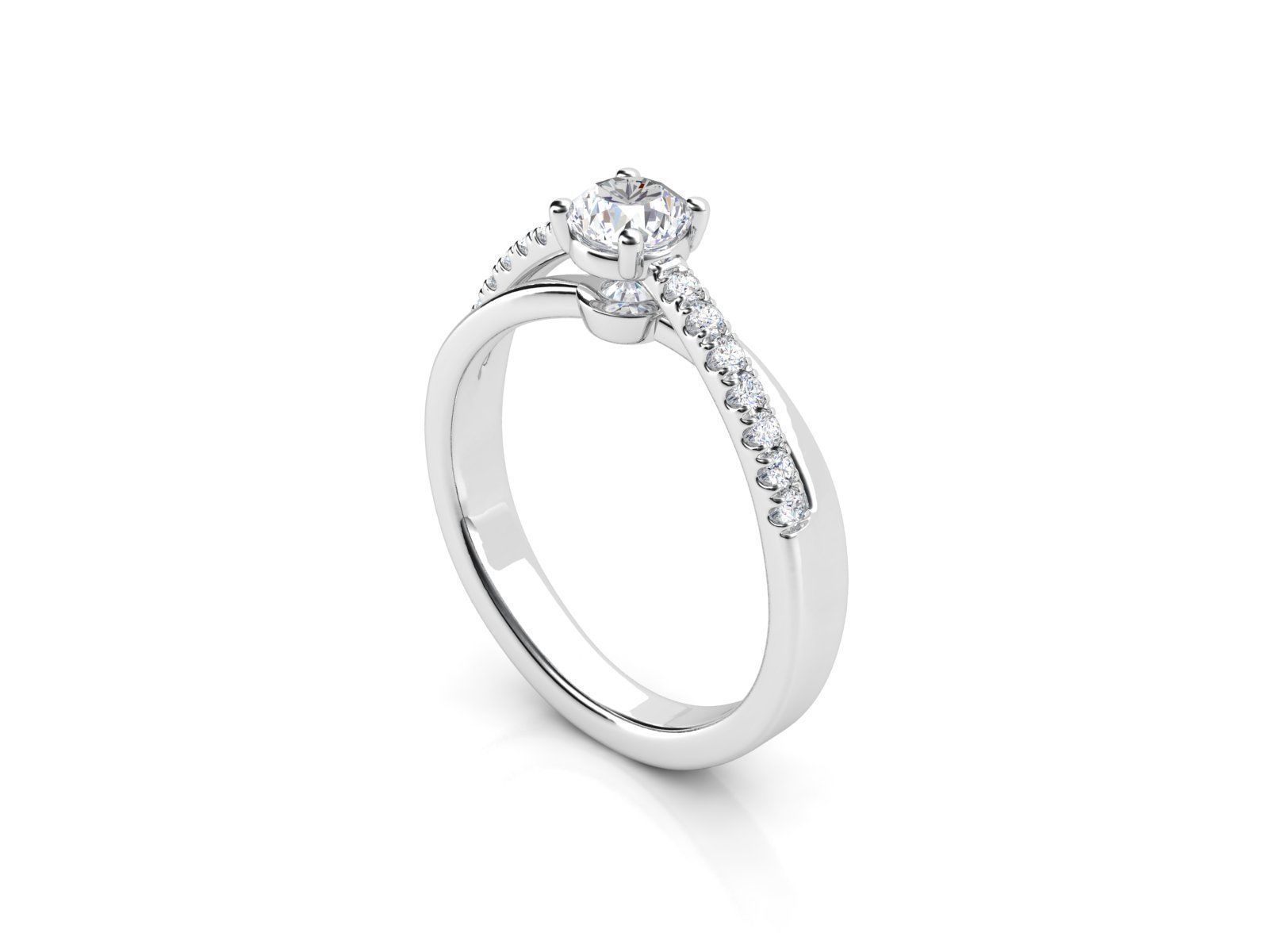 ZLR0130 diamond engagement ring gold 3D print model_1