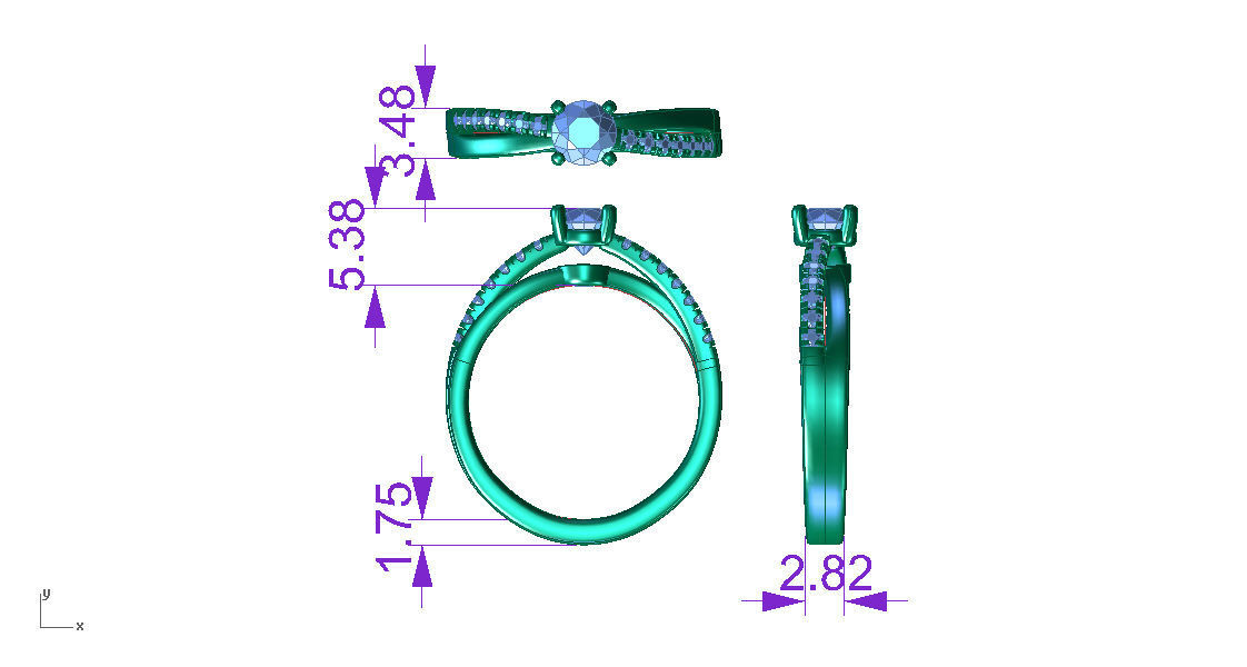ZLR0130 diamond engagement ring gold 3D print model_3