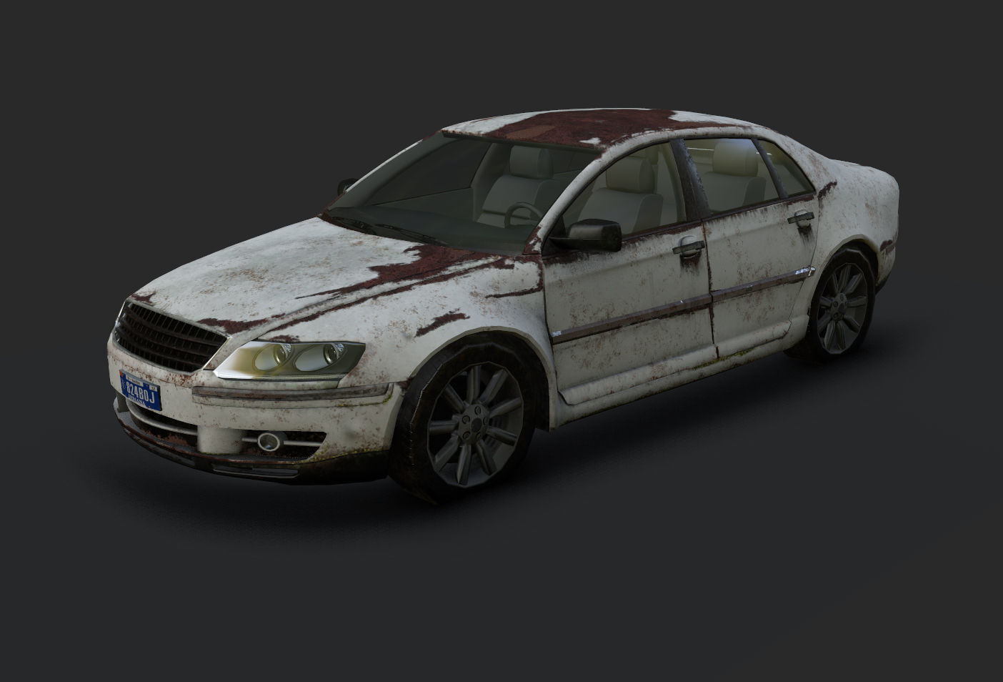 Rusted car Low-poly 3D model_5