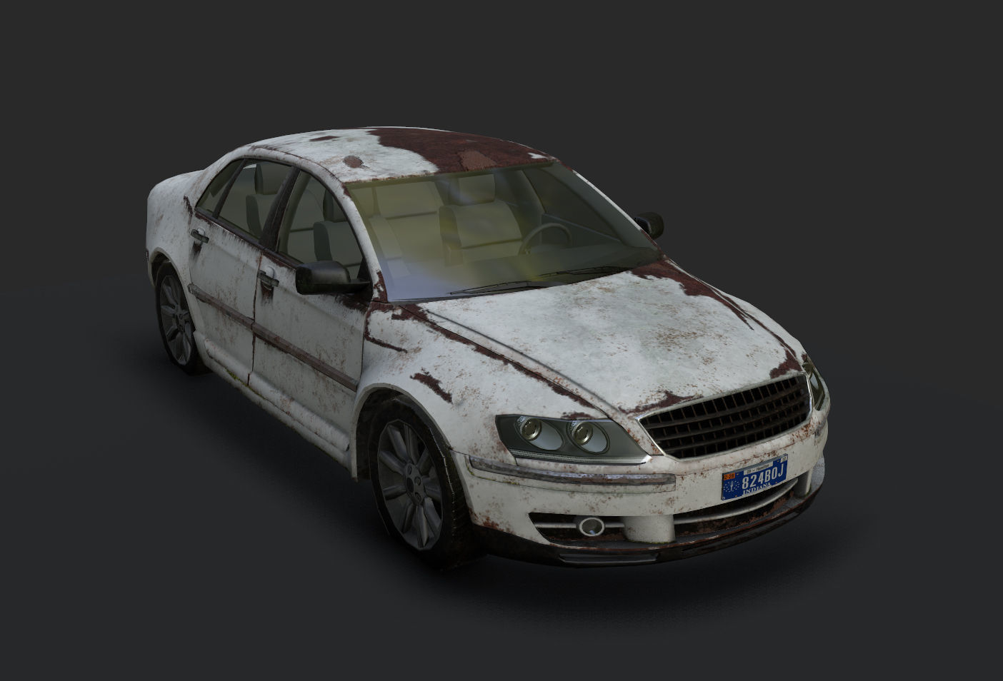 Rusted car Low-poly 3D model_10