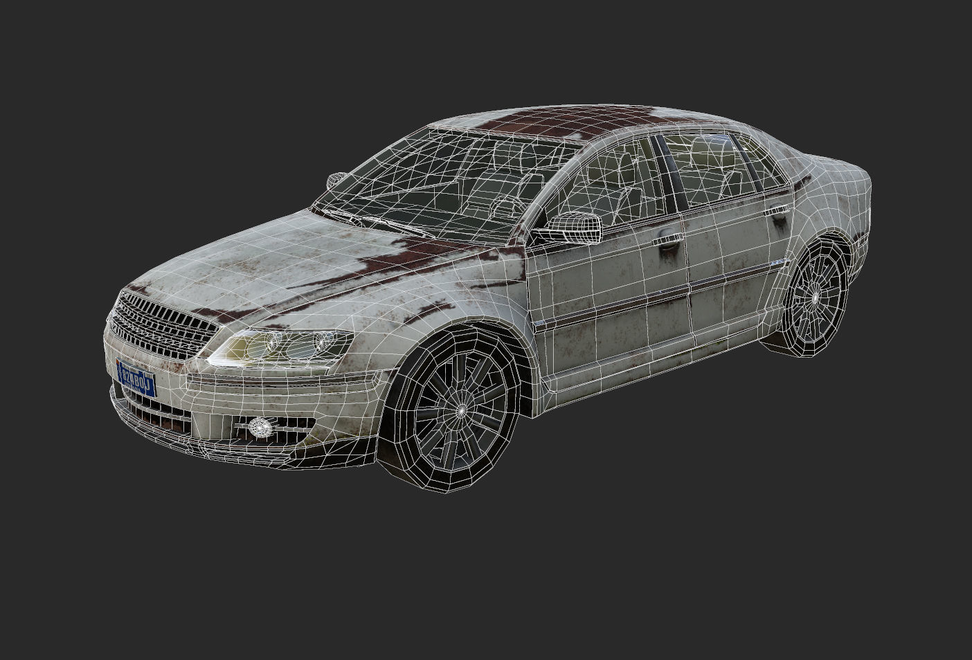 Rusted car Low-poly 3D model_7