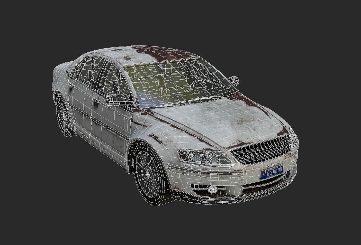 Rusted car Low-poly 3D model_12