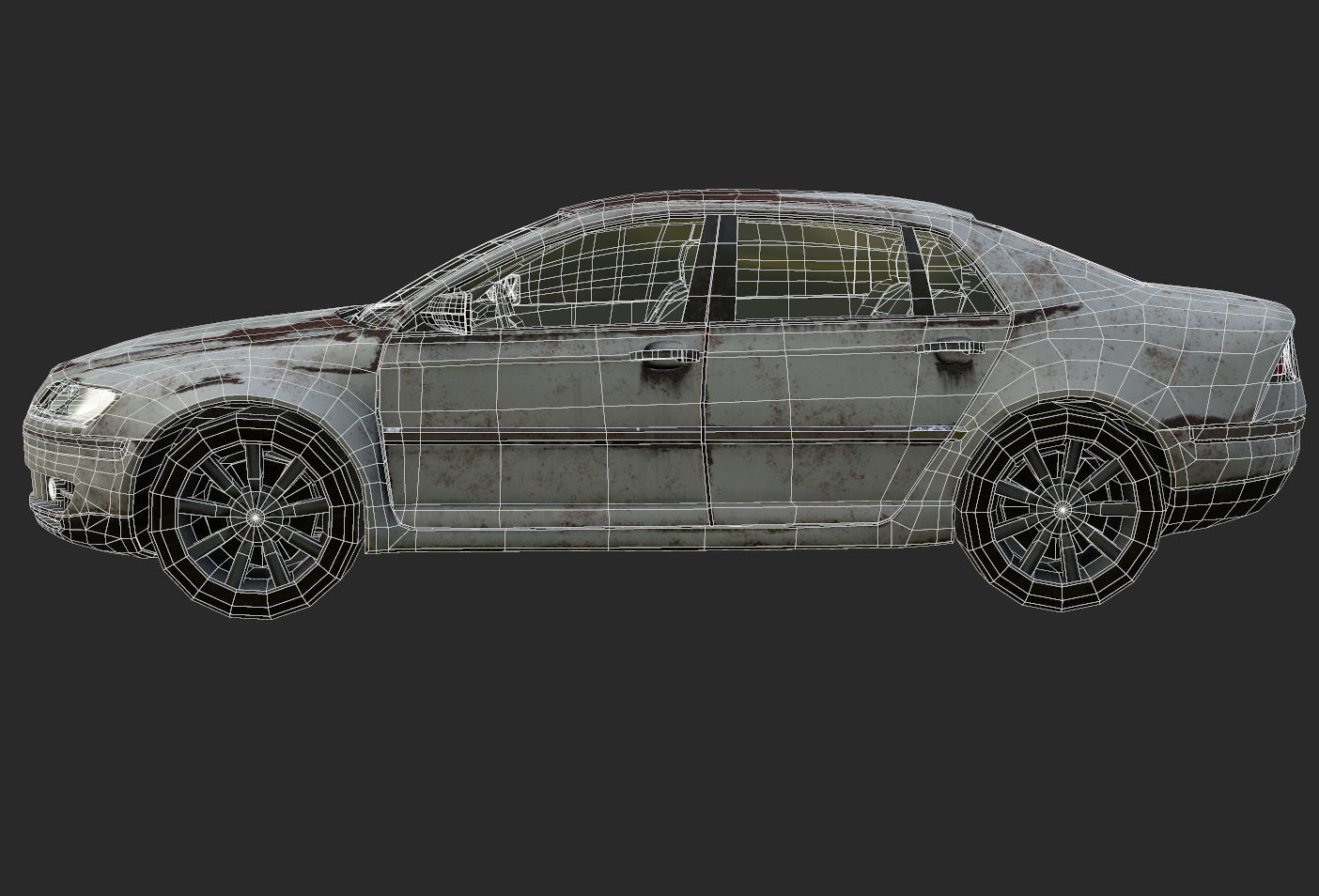 Rusted car Low-poly 3D model_8