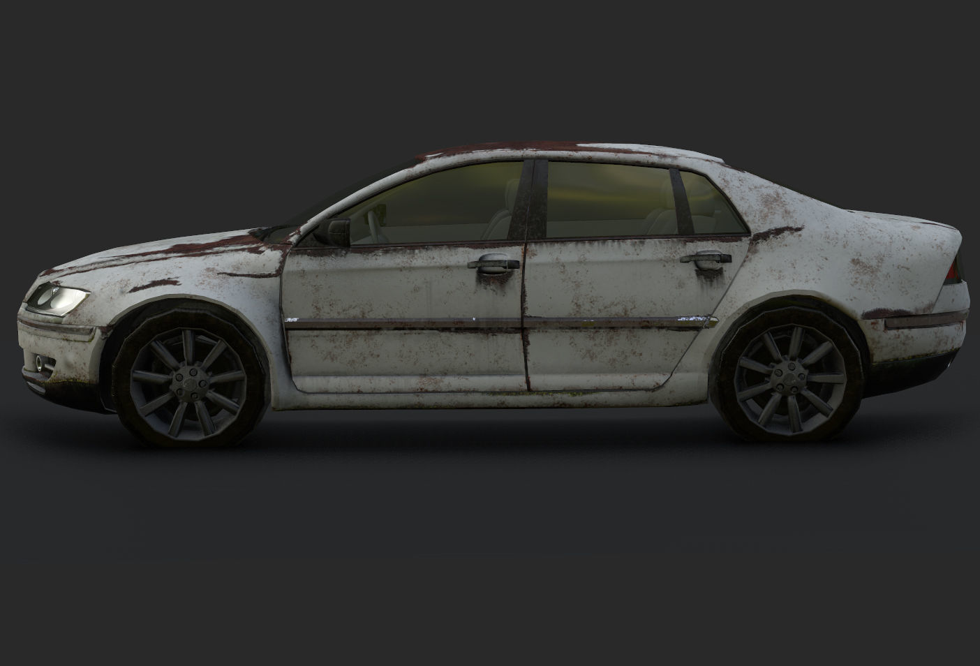 Rusted car Low-poly 3D model_11