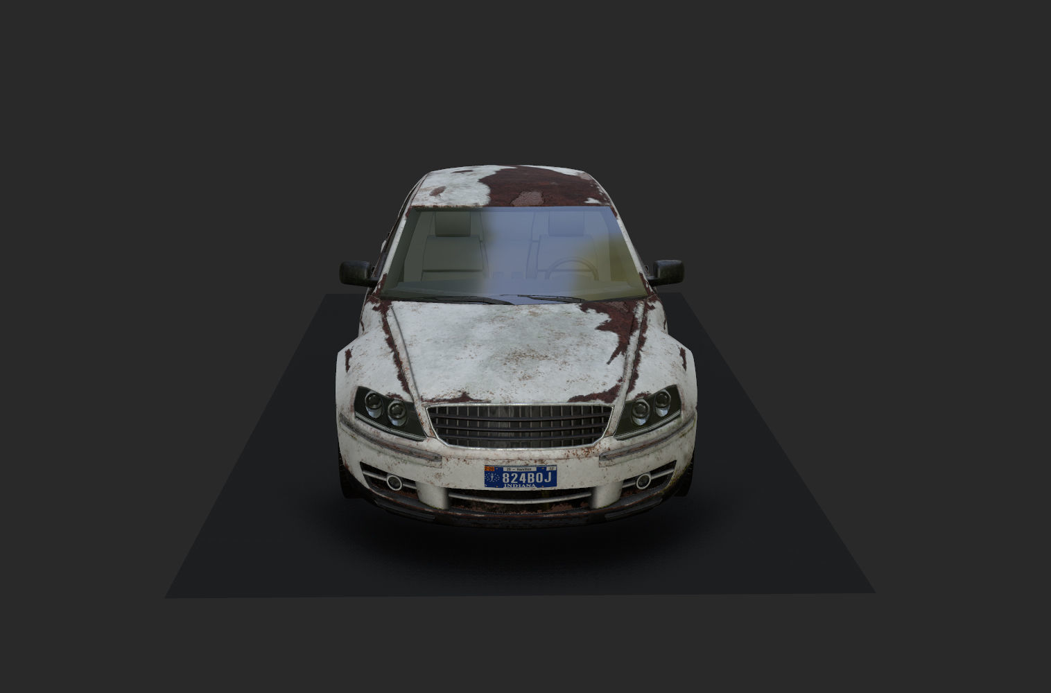 Rusted car Low-poly 3D model_3