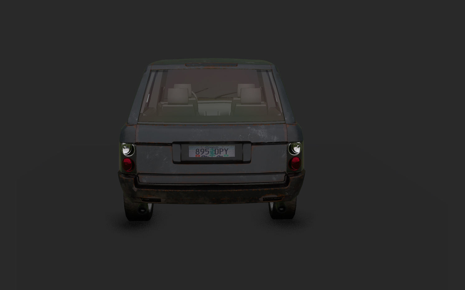 Abandoned car Low-poly 3D model_1