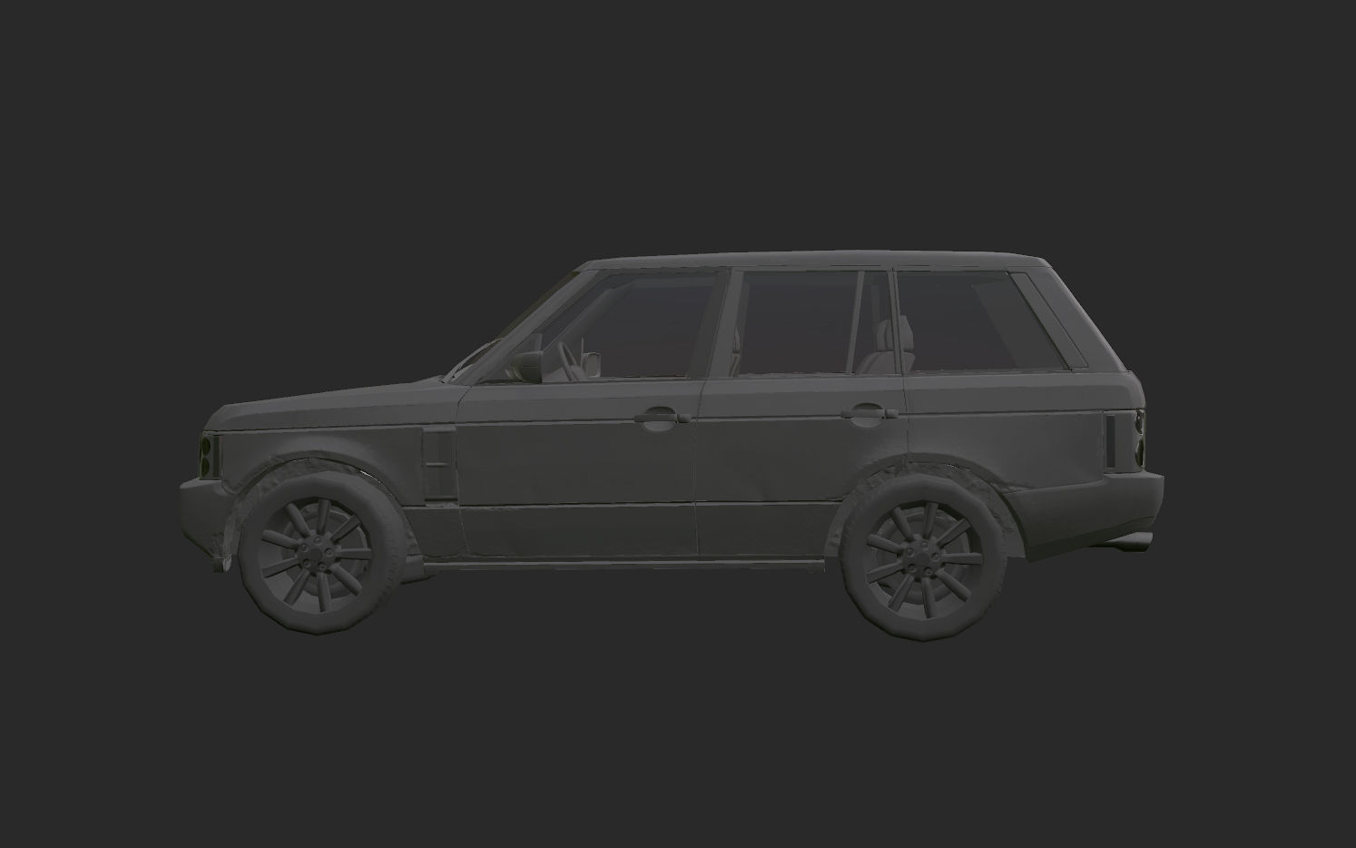 Abandoned car Low-poly 3D model_2