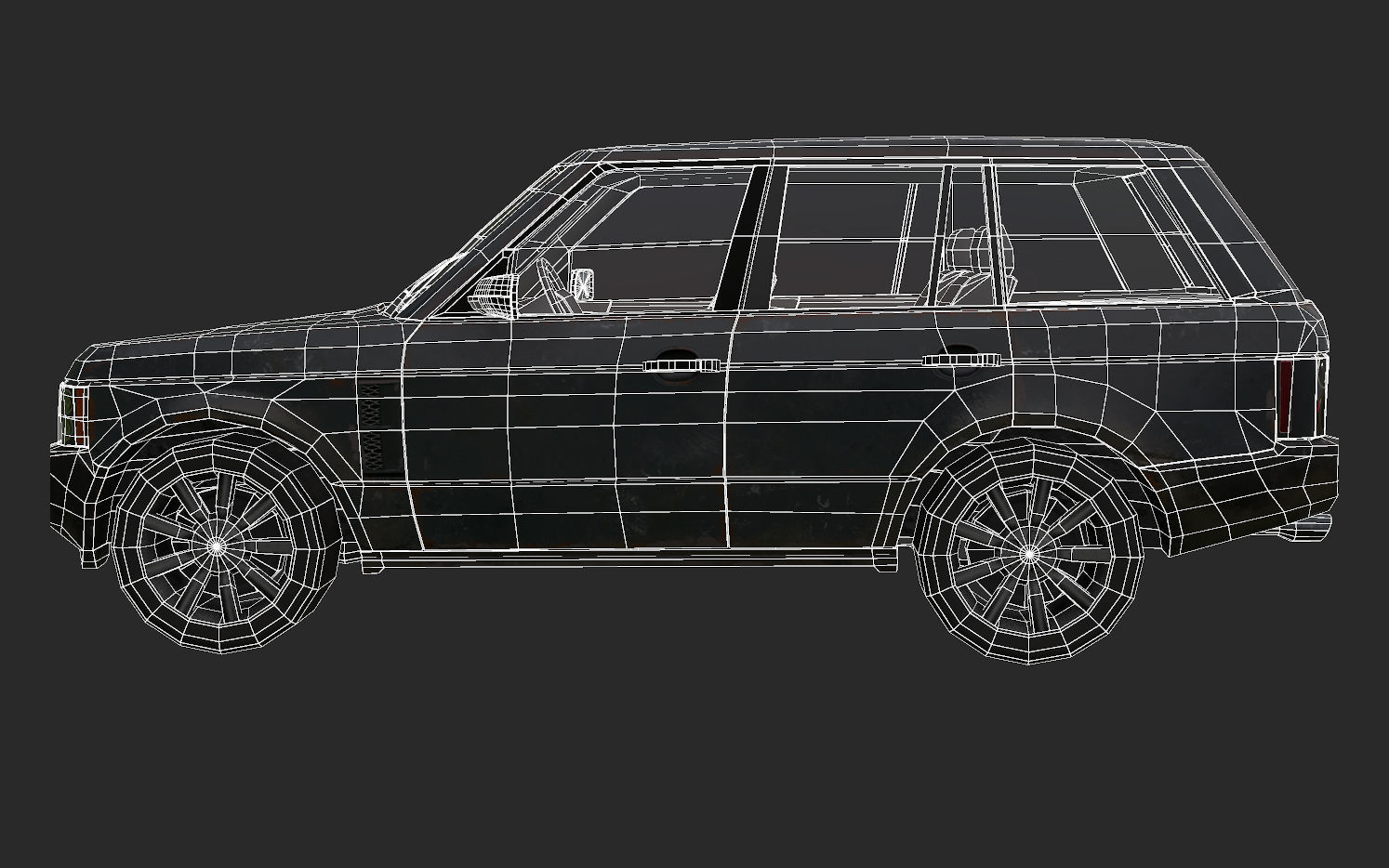 Abandoned car Low-poly 3D model_5