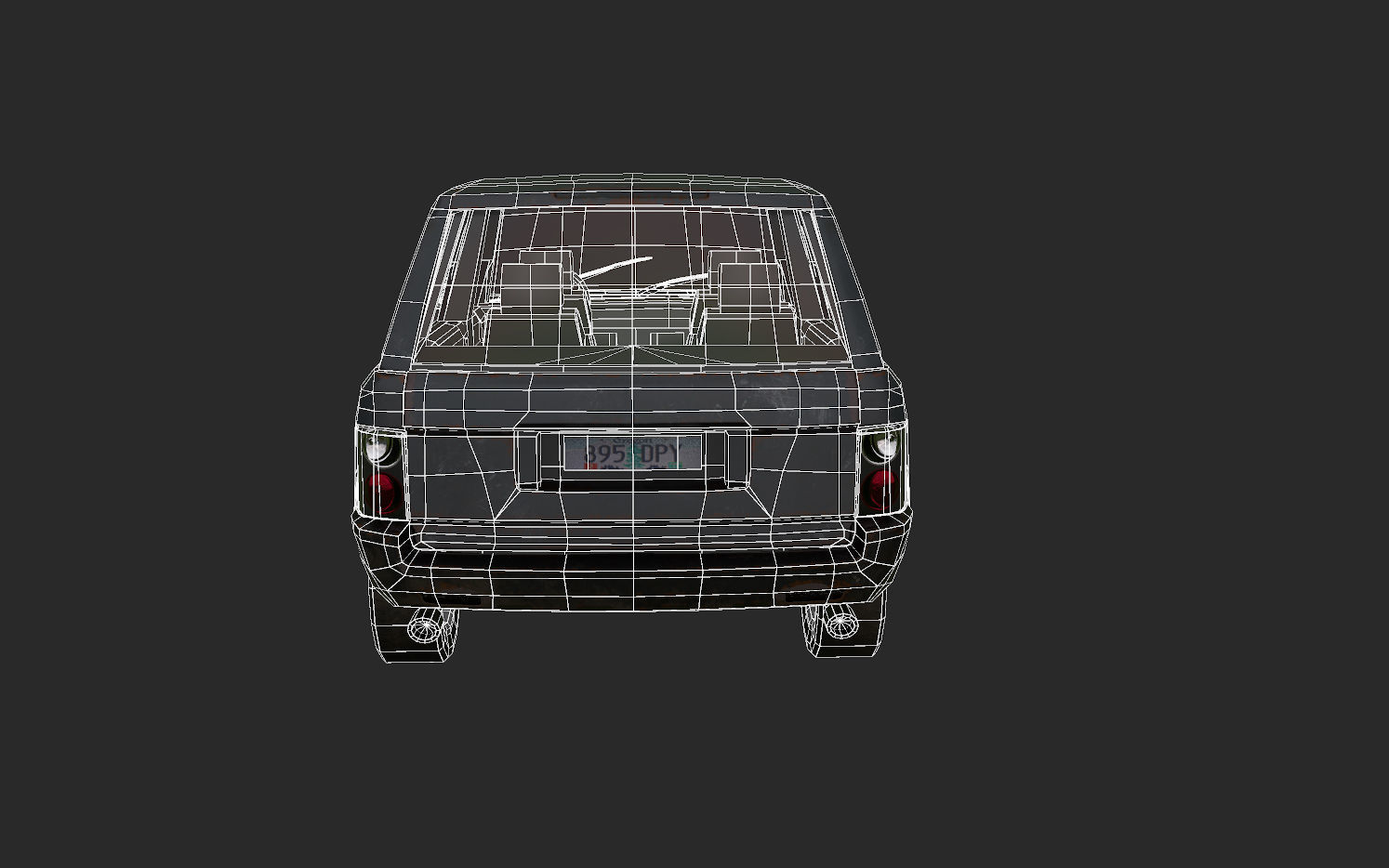 Abandoned car Low-poly 3D model_3