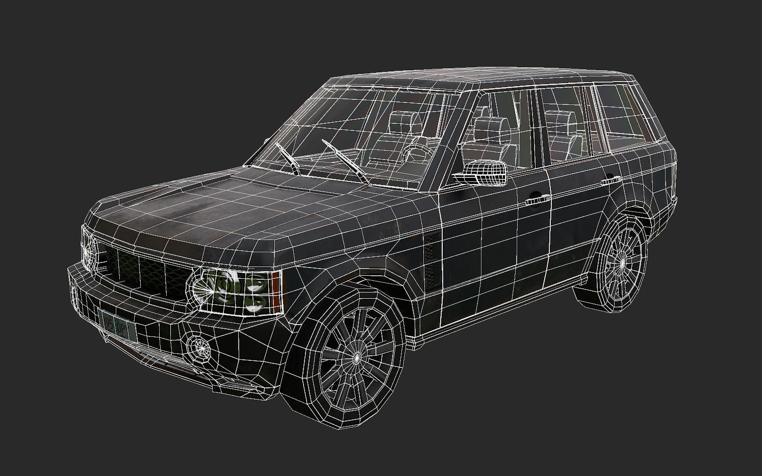 Abandoned car Low-poly 3D model_7