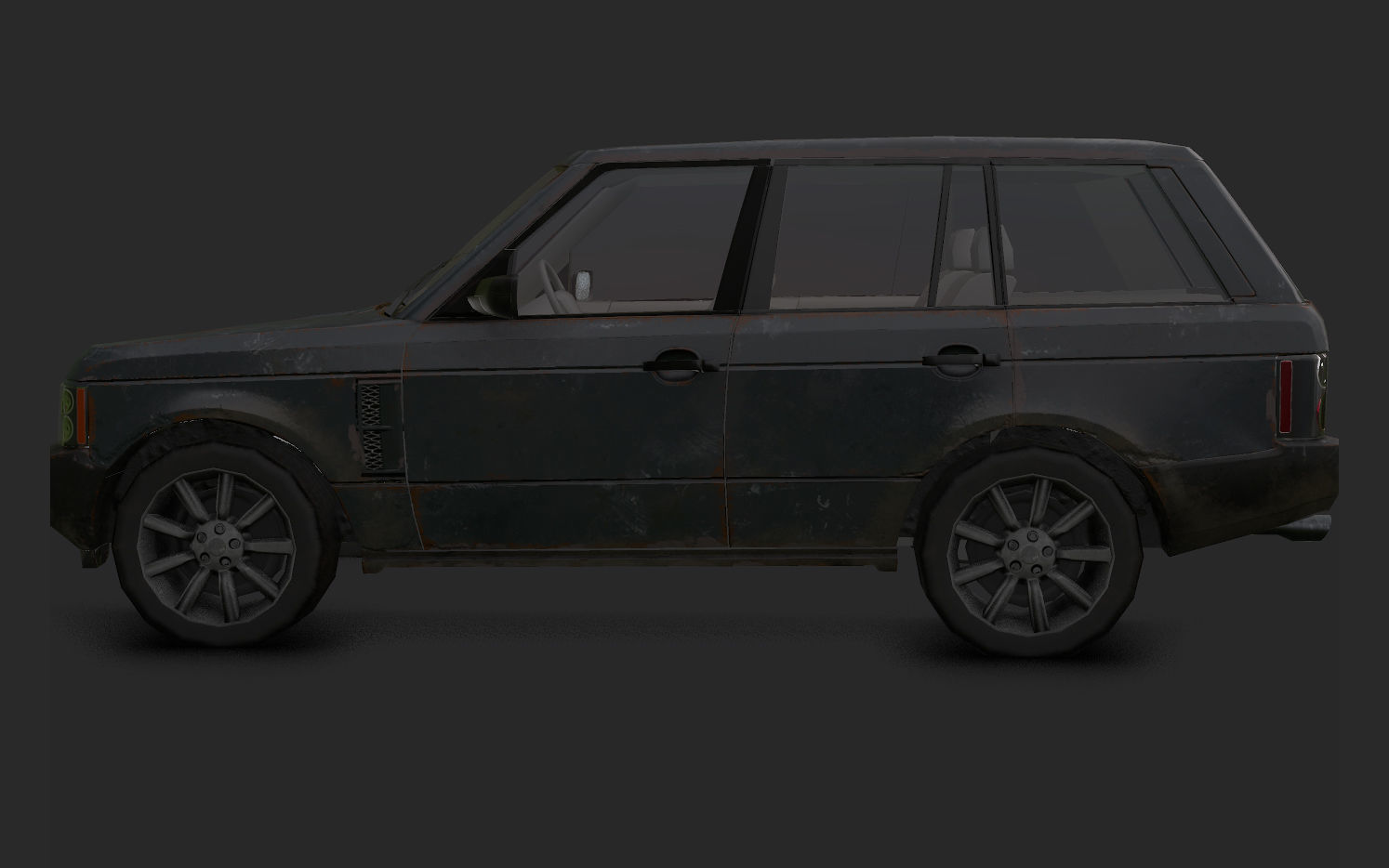 Abandoned car Low-poly 3D model_4