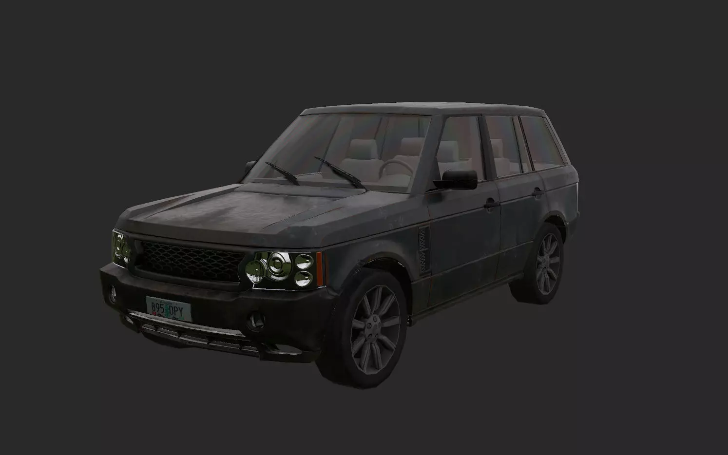 Abandoned car Low-poly 3D model_0
