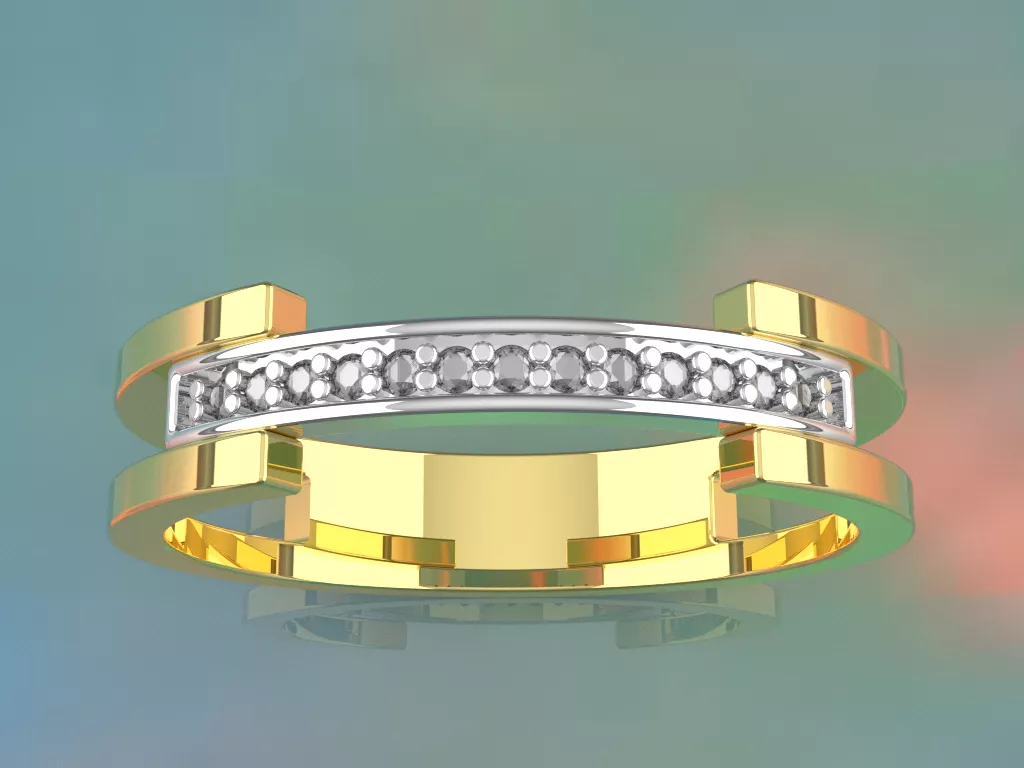 Open Front Diamond Cuff Ring Free 3D print model