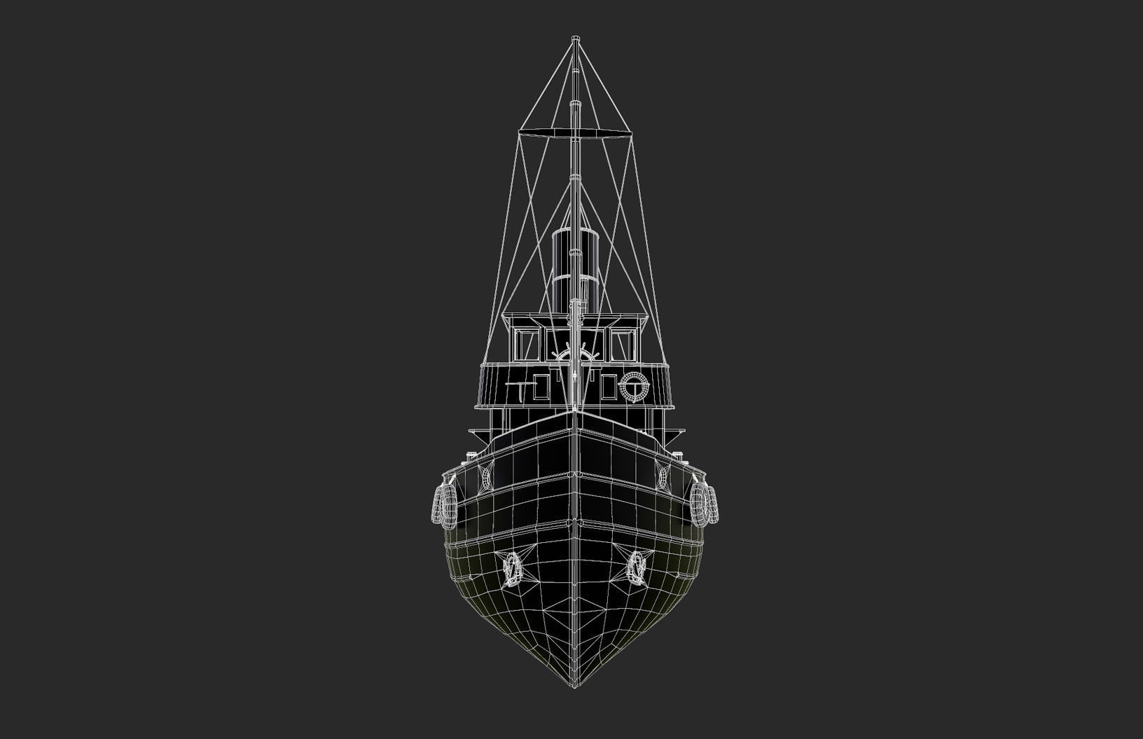 Tugboat  Low-poly 3D model_6