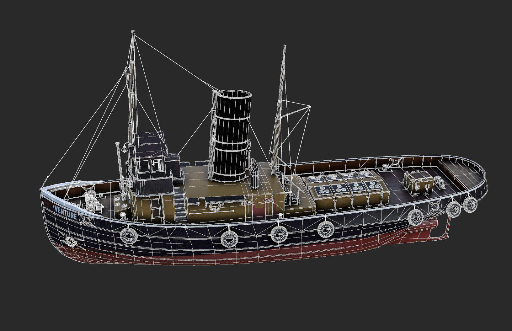 Tugboat  Low-poly 3D model_3