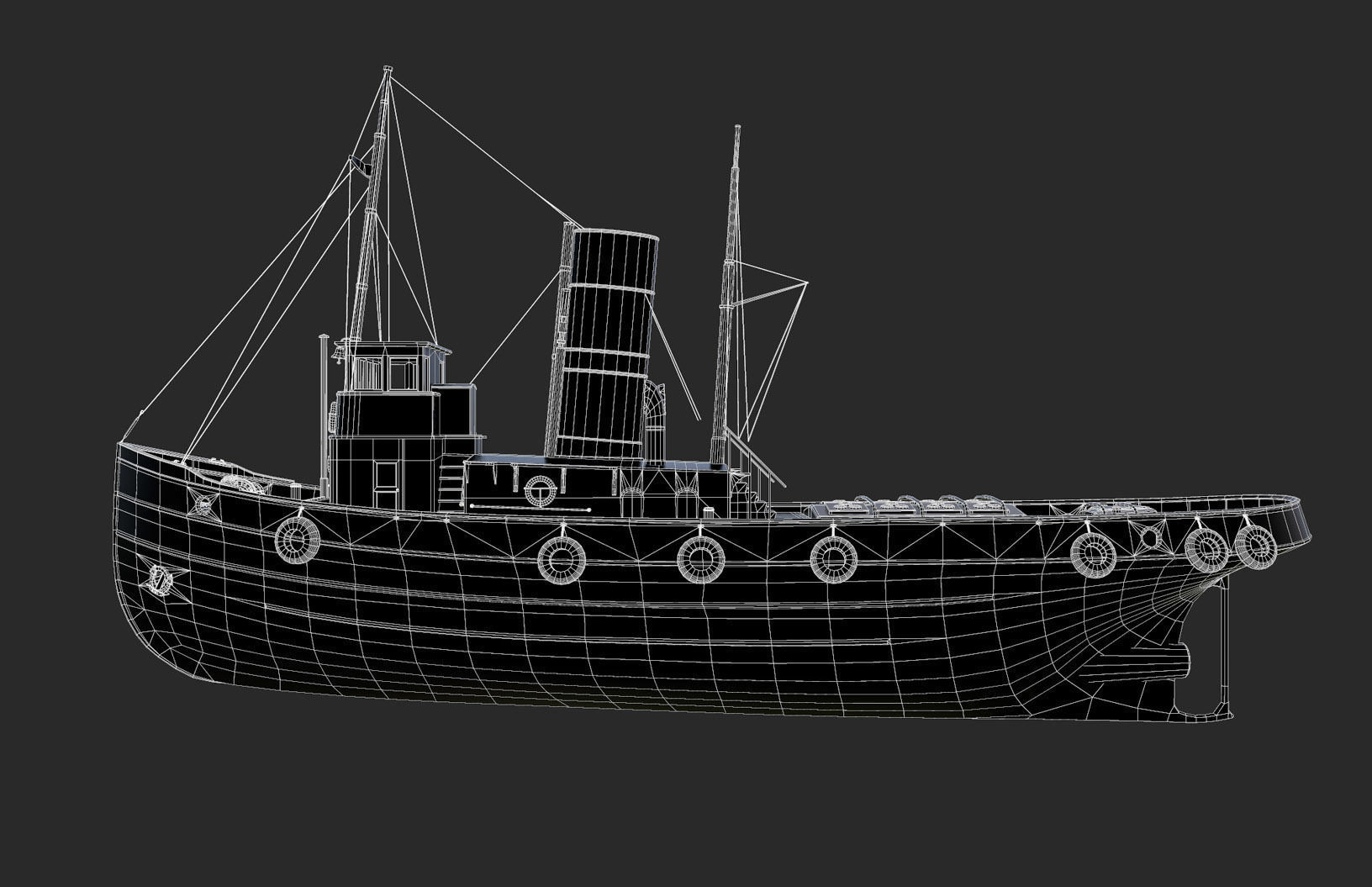 Tugboat  Low-poly 3D model_5