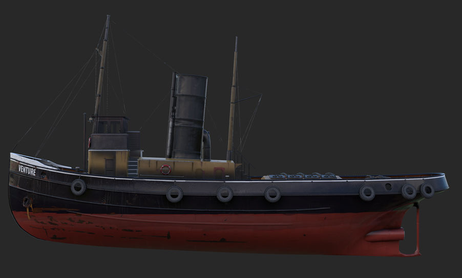 Tugboat  Low-poly 3D model_1