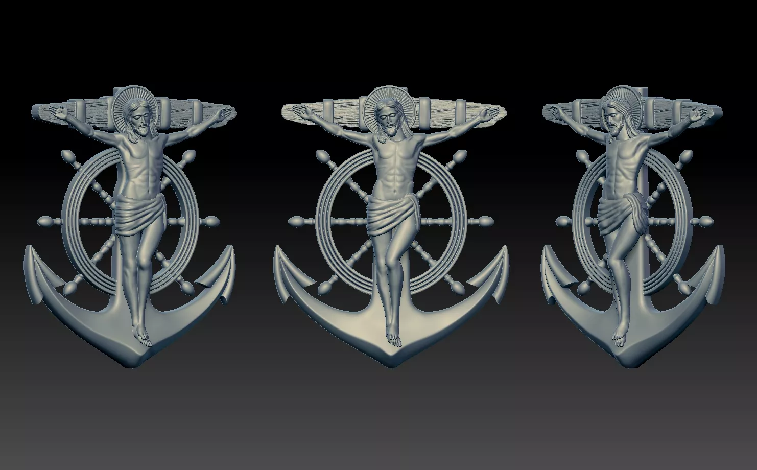 Jesus Cross Anchor Pendant 3D print model