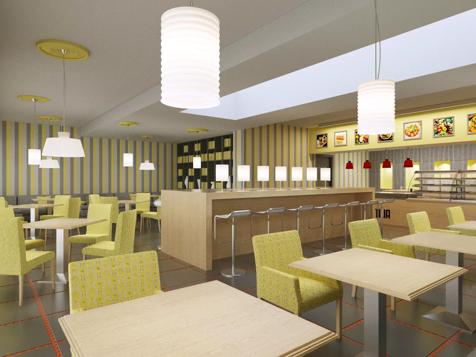 bistro restaurant interior 3D model_0