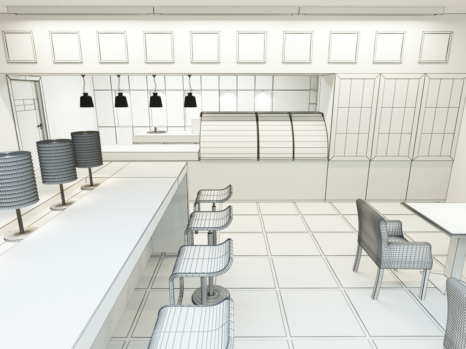 bistro restaurant interior 3D model_19