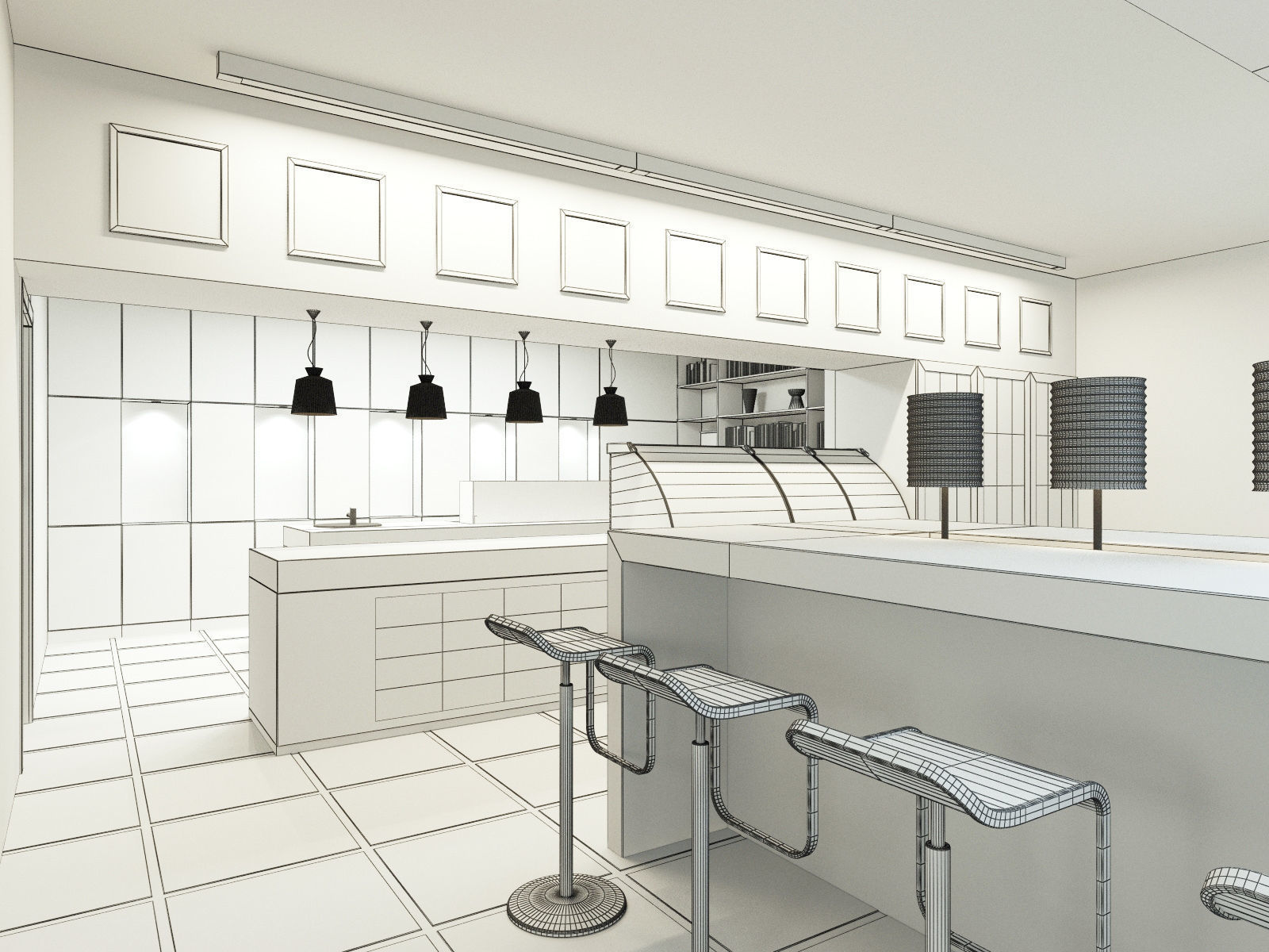 bistro restaurant interior 3D model_13
