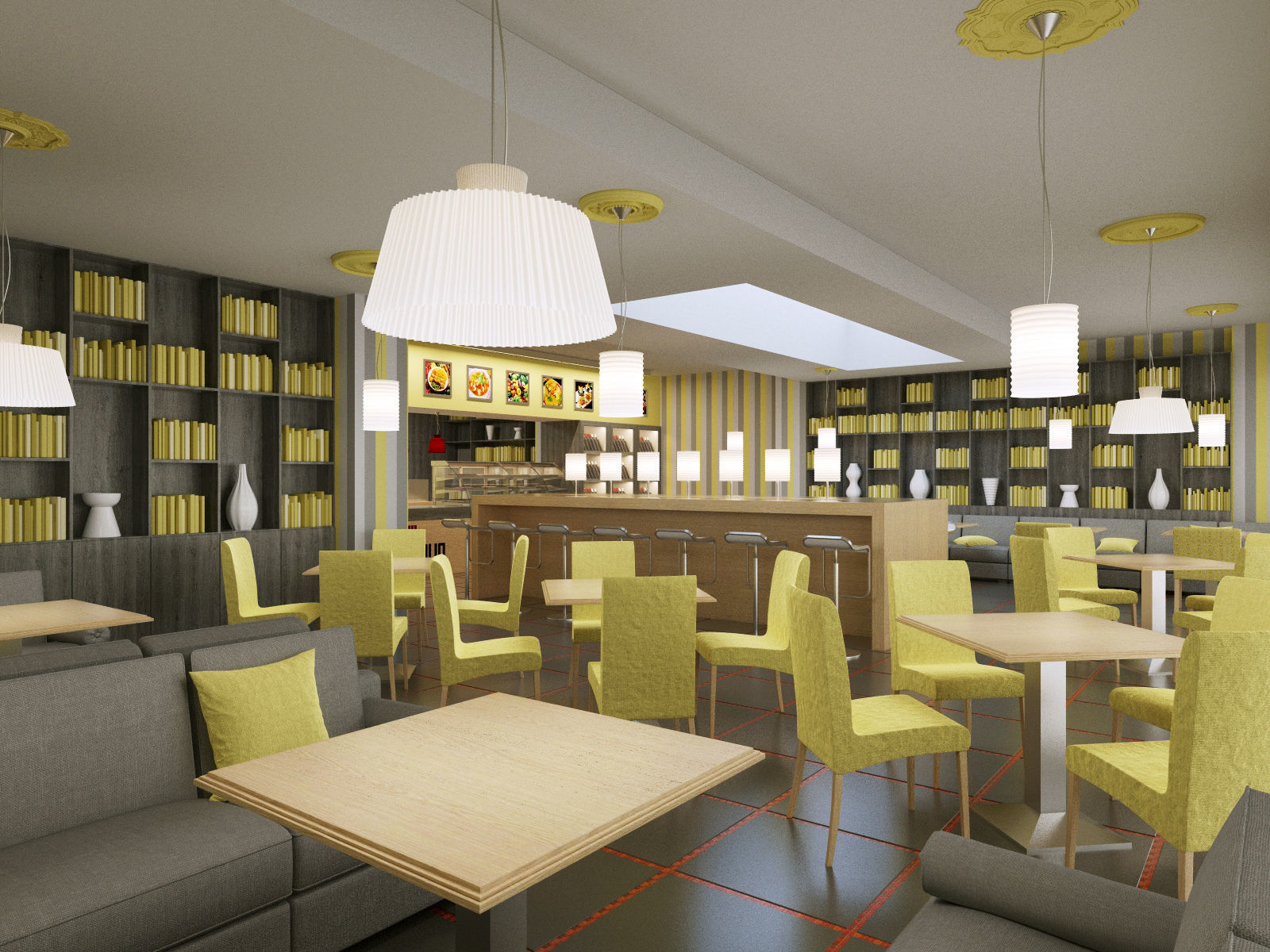 bistro restaurant interior 3D model_1
