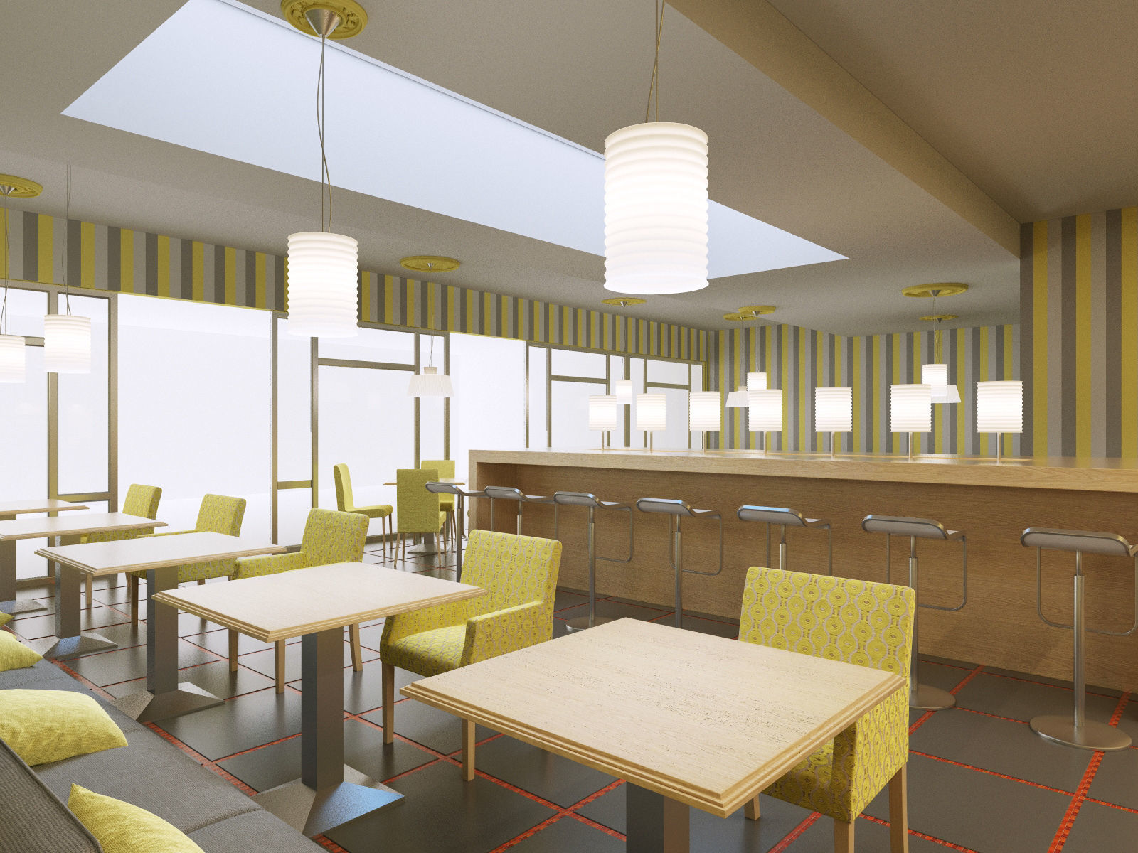 bistro restaurant interior 3D model_5