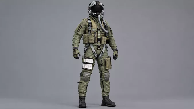 Modern Military Fighter Pilot Rigged Game Ready