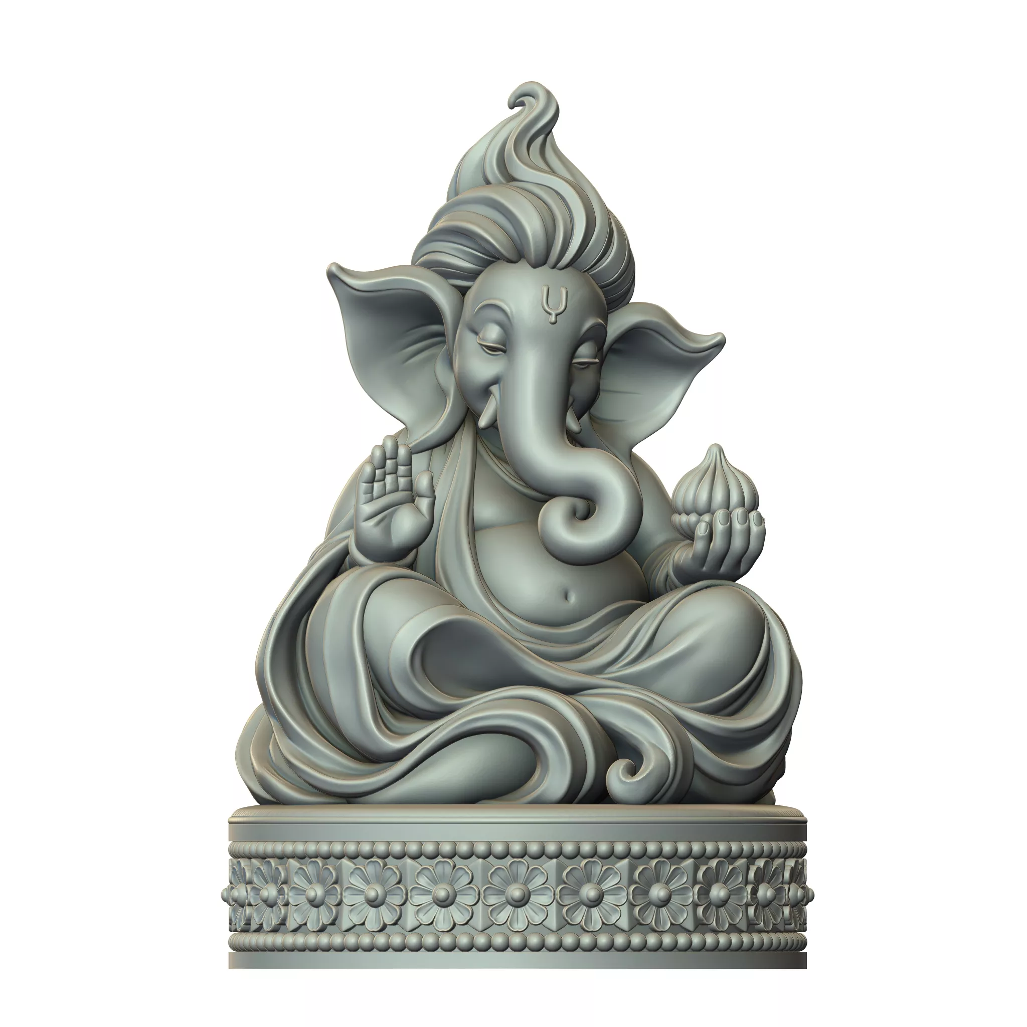 Ornate Ganesha Seated Blessing Sculpture 3D print model