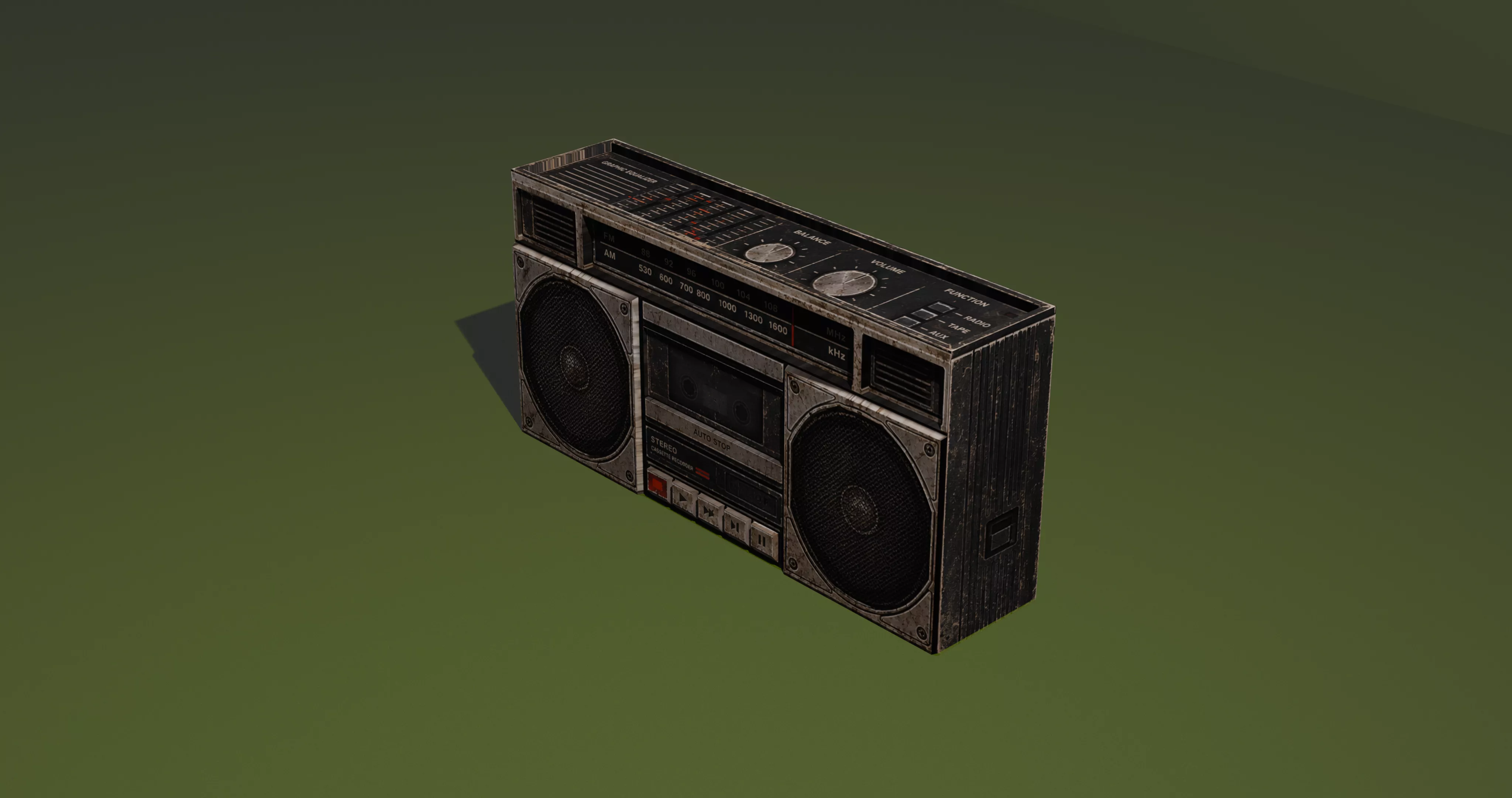 Vintage Retro Boombox Low-poly 3D model