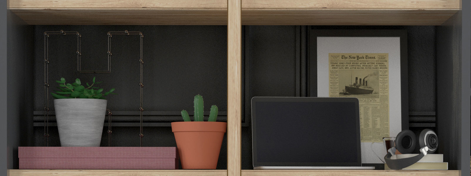 Decorative Set bookcase 3D model_2