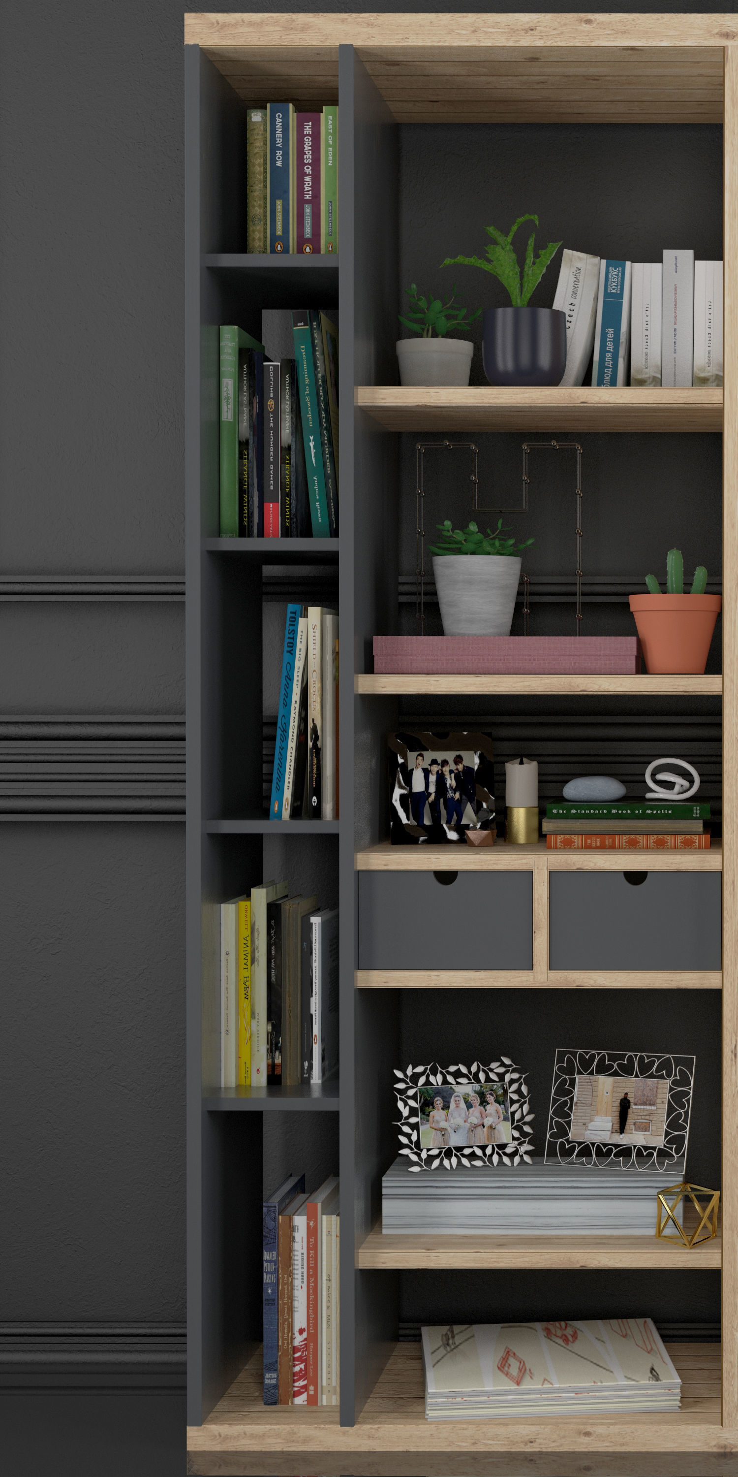 Decorative Set bookcase 3D model_3
