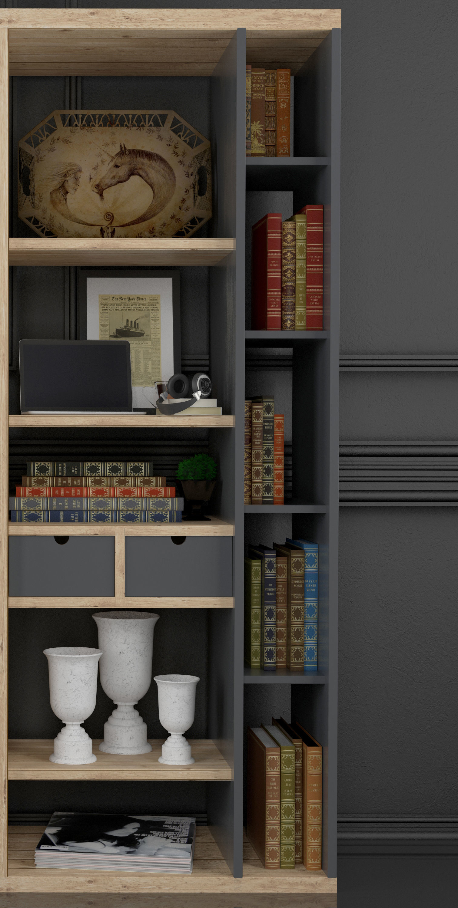 Decorative Set bookcase 3D model_4