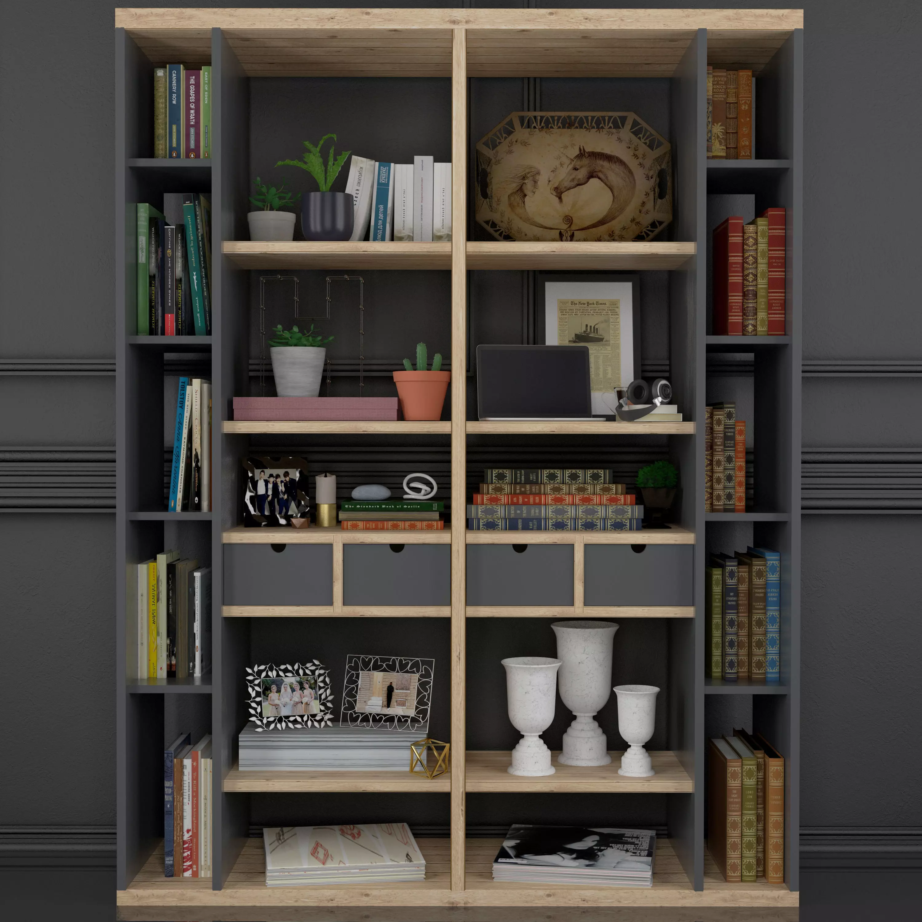 Decorative Set bookcase 3D model_0