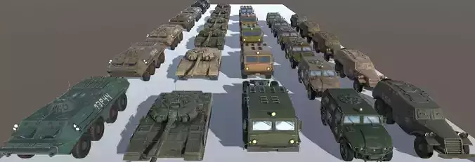 Russian Military Vehicles 29 Prefabs I Optimized I LP I PBR Low-poly 3D model