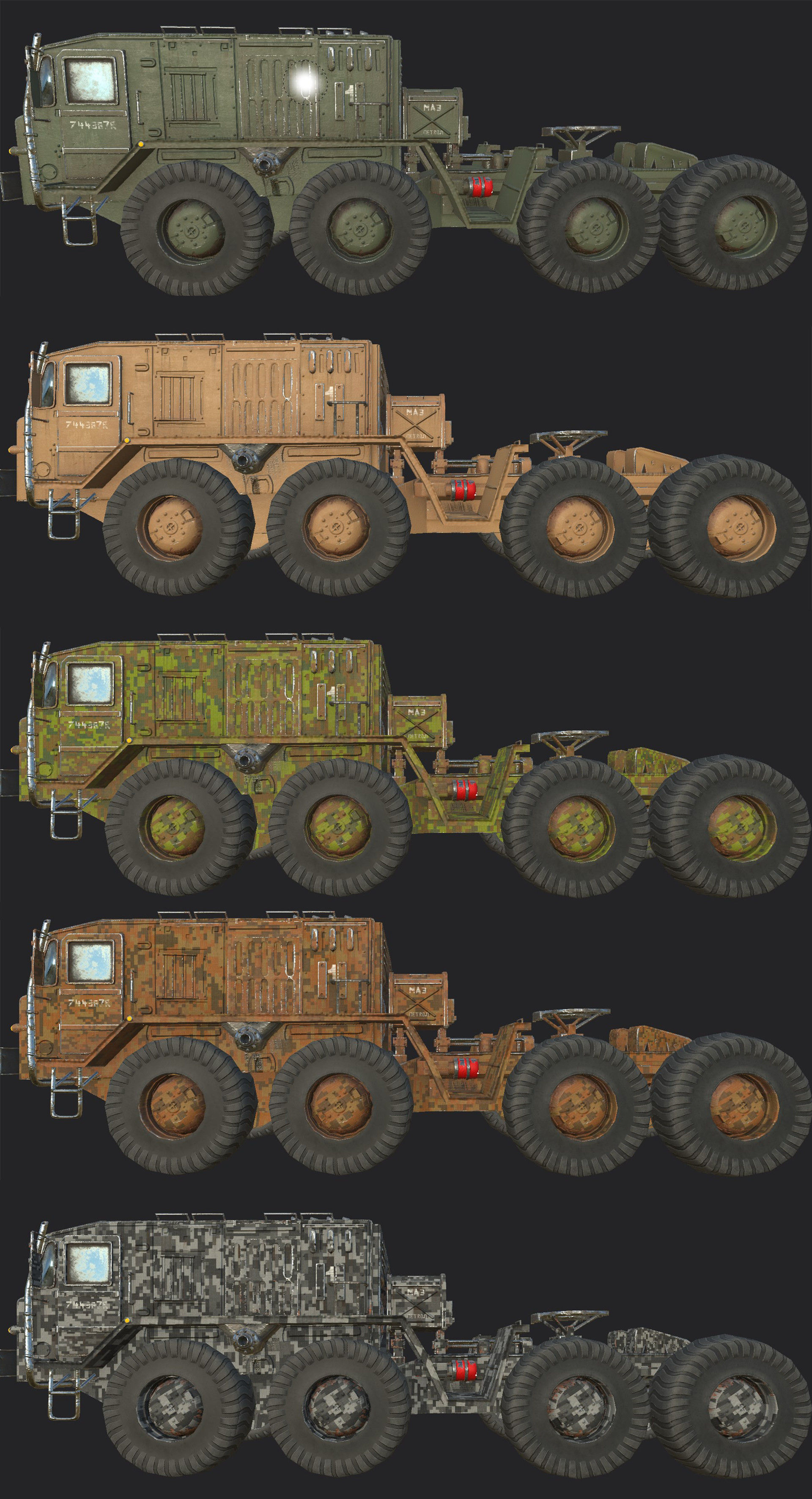 Russian Military Vehicles 29 Prefabs I Optimized I LP I PBR Low-poly 3D model_37