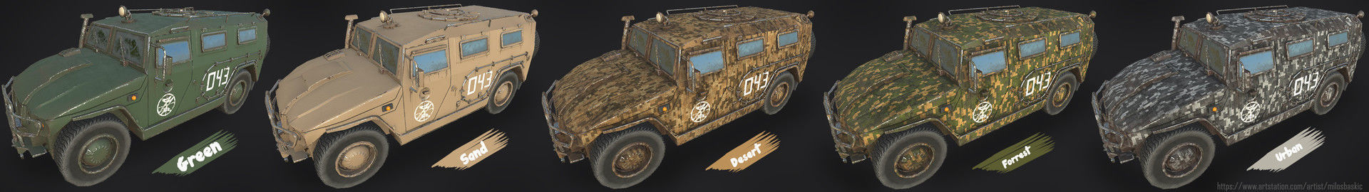 Russian Military Vehicles 29 Prefabs I Optimized I LP I PBR Low-poly 3D model_8