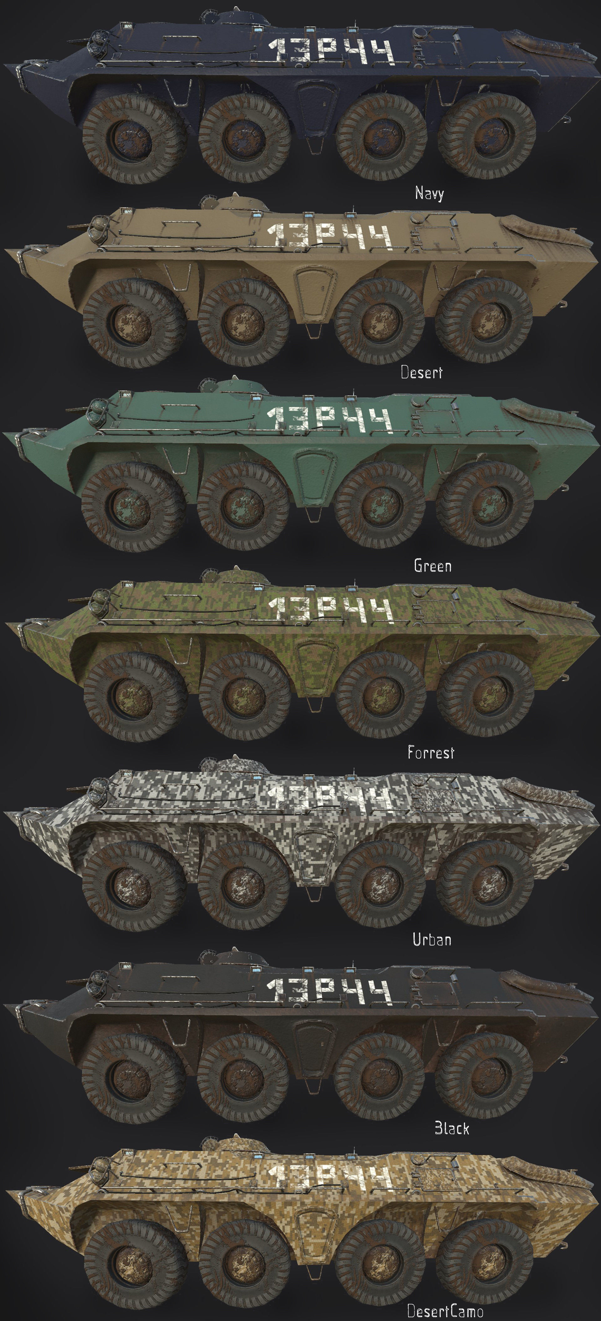 Russian Military Vehicles 29 Prefabs I Optimized I LP I PBR Low-poly 3D model_30